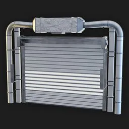 Textured 3D model of a metallic industrial warehouse door designed for Blender Cycles render.