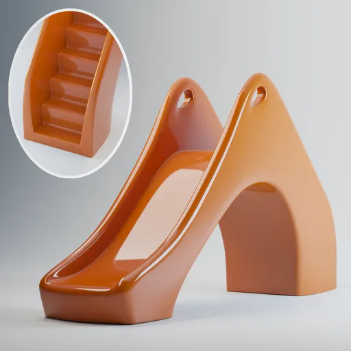 Realistic 3D model of a plastic kids' slide render for Blender, showcasing smooth surfaces and design details.