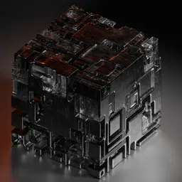 Sci-Fi Greeble Metal Cube