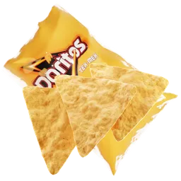 Realistic 3D modeled Doritos chips with textured shader, ideal for Blender rendering in creative projects.