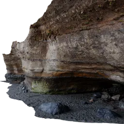 Highly detailed Blender 3D model of a natural cliff with textured layers and rocks.