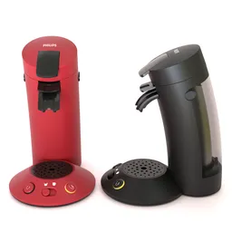 Detailed 4K Blender 3D model of Philips Senseo coffee machine, showcasing black and red variants.