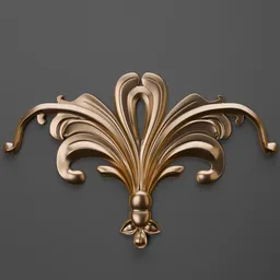Ornate golden 3D ornament for Blender modeling, enhancing classic design projects with intricate detailing.