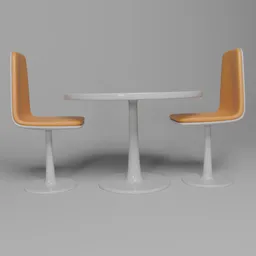Table and Chairs White and Orange