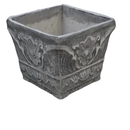 Detailed textured 3D model of a garden flower pot, perfect for Blender rendering, high-quality floral design.