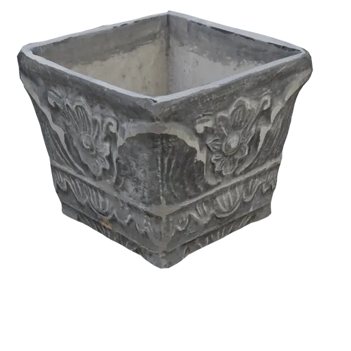 Detailed textured 3D model of a garden flower pot, perfect for Blender rendering, high-quality floral design.