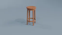 Rustic modern wooden bar stool 3D model with ergonomic seat and robust design, suitable for high surfaces.