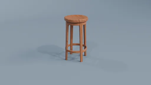Rustic modern wooden bar stool 3D model with ergonomic seat and robust design, suitable for high surfaces.