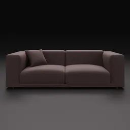 Detailed 3D model of a stylish brown sofa designed for Blender rendering, perfect for interior visualization.