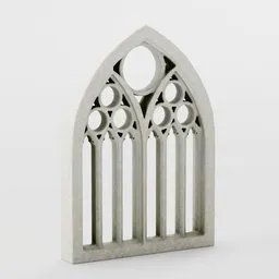 Detailed 3D rendering of a Gothic-style arch window for Blender modeling.