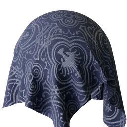 Seamless PBR medieval dragon pattern in blue for 3D Blender materials.