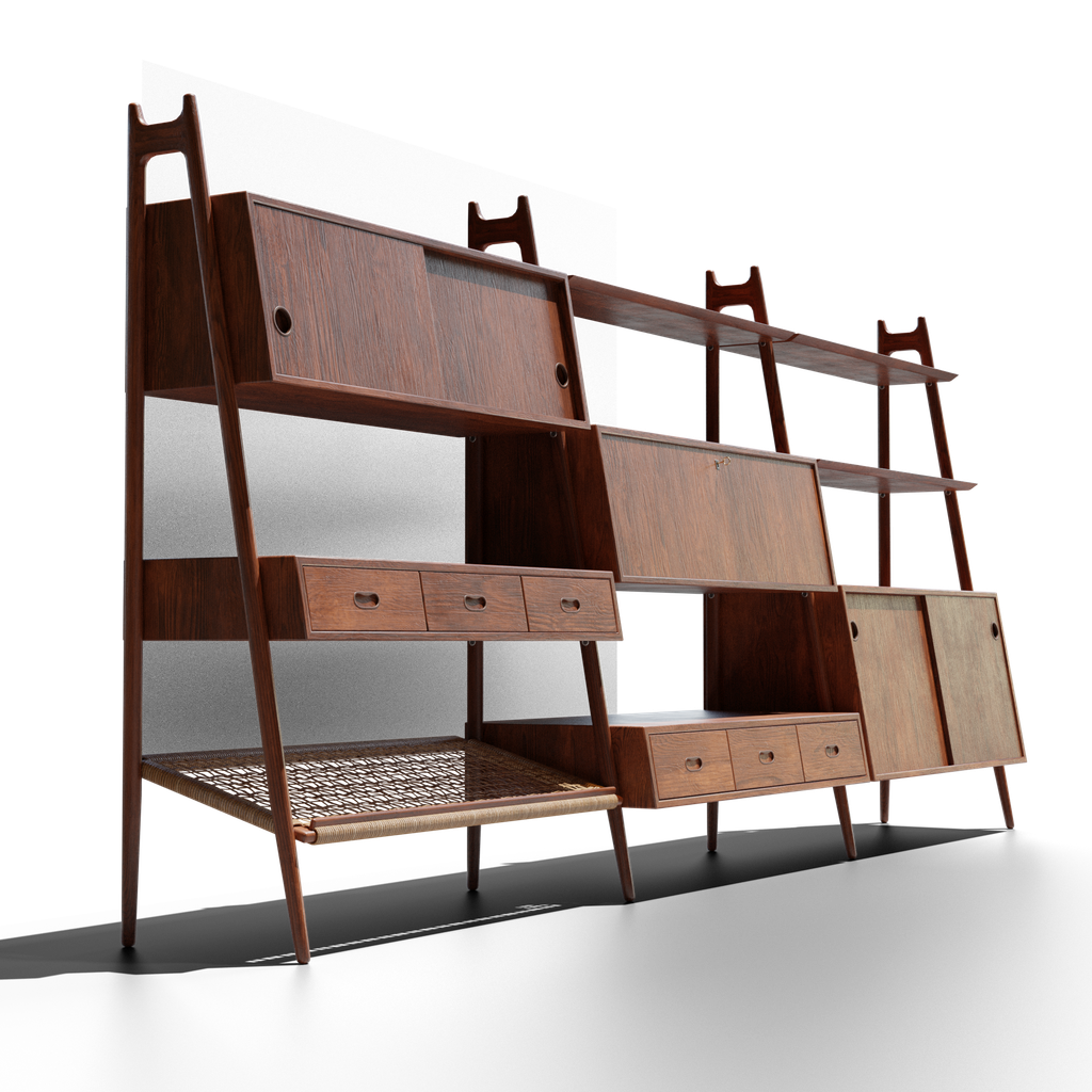 Vintage Freestanding Bookcase (Full) Bookcases models BlenderKit