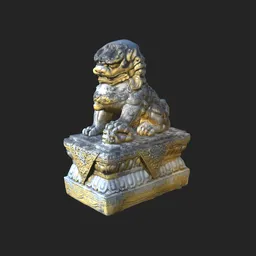 Weathered Stone Lion Statue -  Photoscan