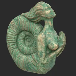 Siren oxydated statue