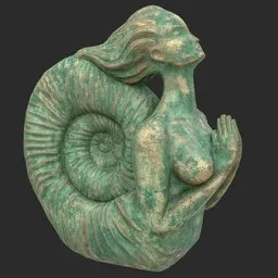 Siren oxydated statue