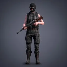 Female Military Soldier Rigged