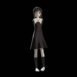 Detailed 3D anime-style female figurine in Blender, ready for rigging, showcasing a school uniform design.