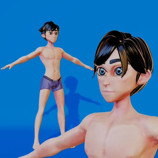 Stylized Cartoon Young Man – Rigged Base Mesh (Rigify)