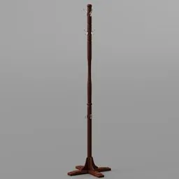 "Wooden office coat hanger with coat 3D model for Blender 3D - category: office-storage. Created by Weiwei and highly upvoted, this 155cm tall piece features a tall thin frame with a wooden pole top. Perfect for your office or home workspace."