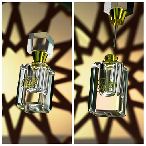 Attar crystal bottle opening shot