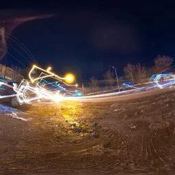 Night Traffic Light Trails Urban Intersection HDRI