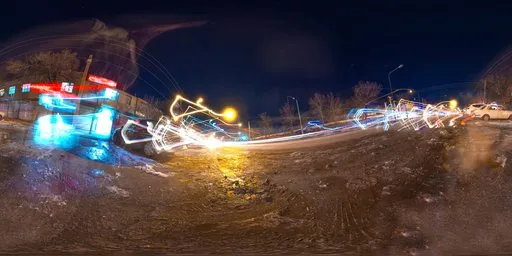 Night Traffic Light Trails Urban Intersection HDRI