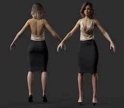 Elegant Cocktail Dress Woman Character