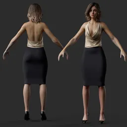Elegant Cocktail Dress Woman Character