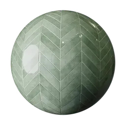 Glossy Green Textured Chevron Tiles