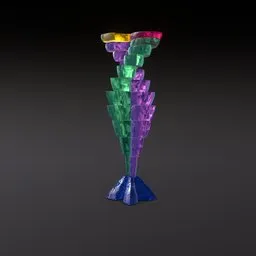 Colorful crystal 3D sculpture model designed for floor decoration in Blender 3D, showcasing vibrant hues and artistic form.