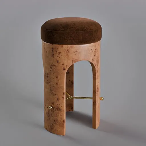 Burl Wood Counter Stool