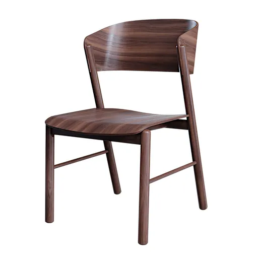 Detailed 3D wooden chair model with a sleek design, ideal for Blender rendering in living spaces.