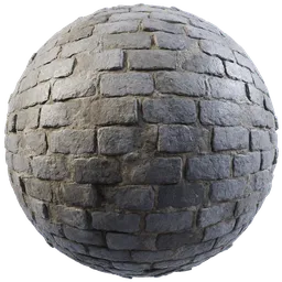 High-quality PBR material texture of aged stone bricks suitable for 3D modeling in Blender.