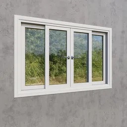 Detailed UPVC sliding window 3D model for Blender with realistic textures and accurate scale.