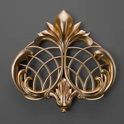Intricate 3D rendered golden classical ornament, perfect for enhancing architectural models in Blender 3D.