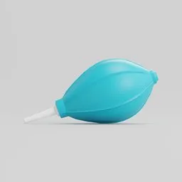 3D Blender model of a turquoise rubber air blower pump for dust cleaning on a white backdrop.