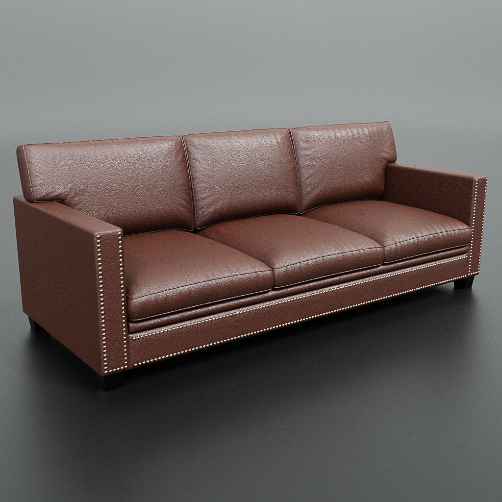 Transitional Track Arm Leather Sofa | 3D Sofa models | BlenderKit