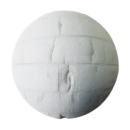 High-resolution white brick wall PBR texture for 3D Blender, featuring realistic displacement, suitable for digital modeling and rendering.