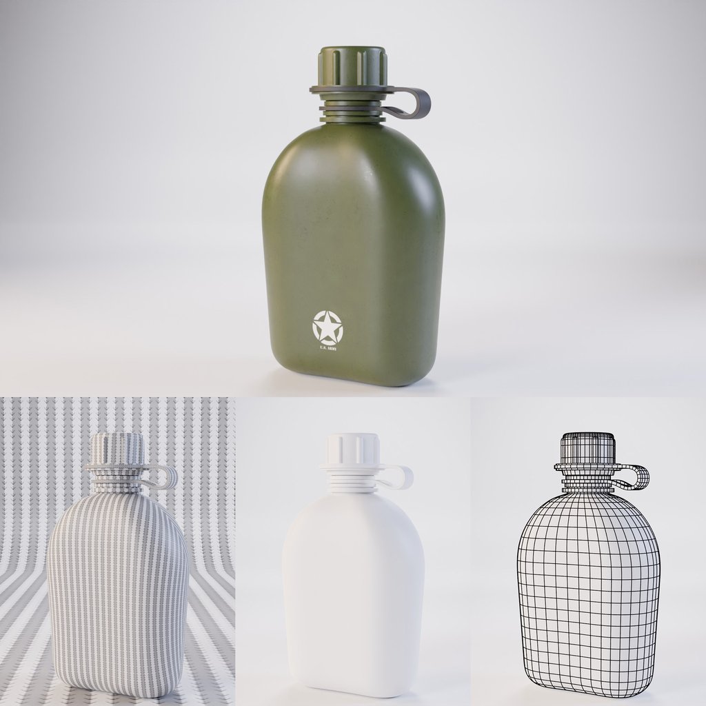 BlenderKit Download the Canteen Military 12x21x7 model