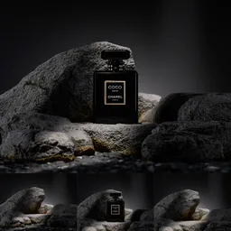 Bottle perfume on a rock