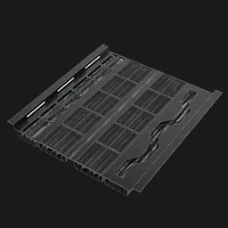 "Get futuristic with our Sci-fi floor panel 3D model for Blender 3D. Perfect for floor-covering in architecture renders, this model features black grills and a ladder inspired by Guan Daosheng, as well as a large array and cloud server for added detail. Plus, use the array modifier to easily extend the floor panel to any length needed."