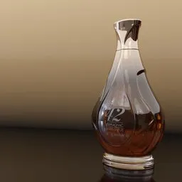 "Essence 42 Cognac Bottle - High-end 3D model for Blender 3D. Perfect for luxury spirits such as Cognac, Armagnac, and Whiskey. Features smooth shading techniques and highly polished finish."