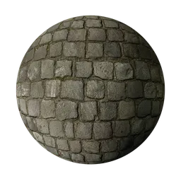 High-resolution seamless CobbleStone texture for PBR shader in 3D modeling.