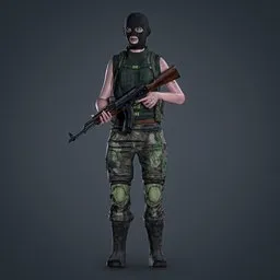 Female Military Soldier Rigged