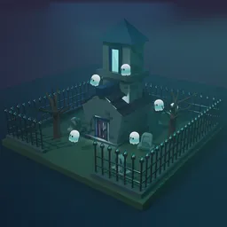 Low Poly Ghost Haunted House