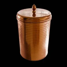 Detailed 3D model of a textured Persian copper container with lid, perfect for Blender rendering projects.