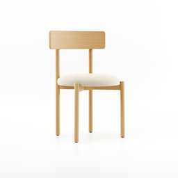 "Oak natural dining chair 3D model with minimalistic design, inspired by Tani Bunchō and Swedish style. Rendered in redshift and made with Blender 3D software."