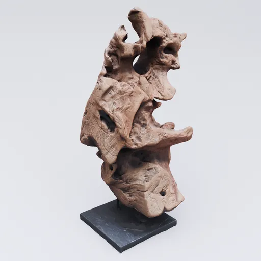 Detailed 3D model Blender wood sculpture with realistic textures for interior design.