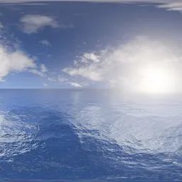 Bright ocean sunlight reflection