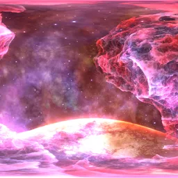 Ethereal Pink Nebula with Radiant Planet